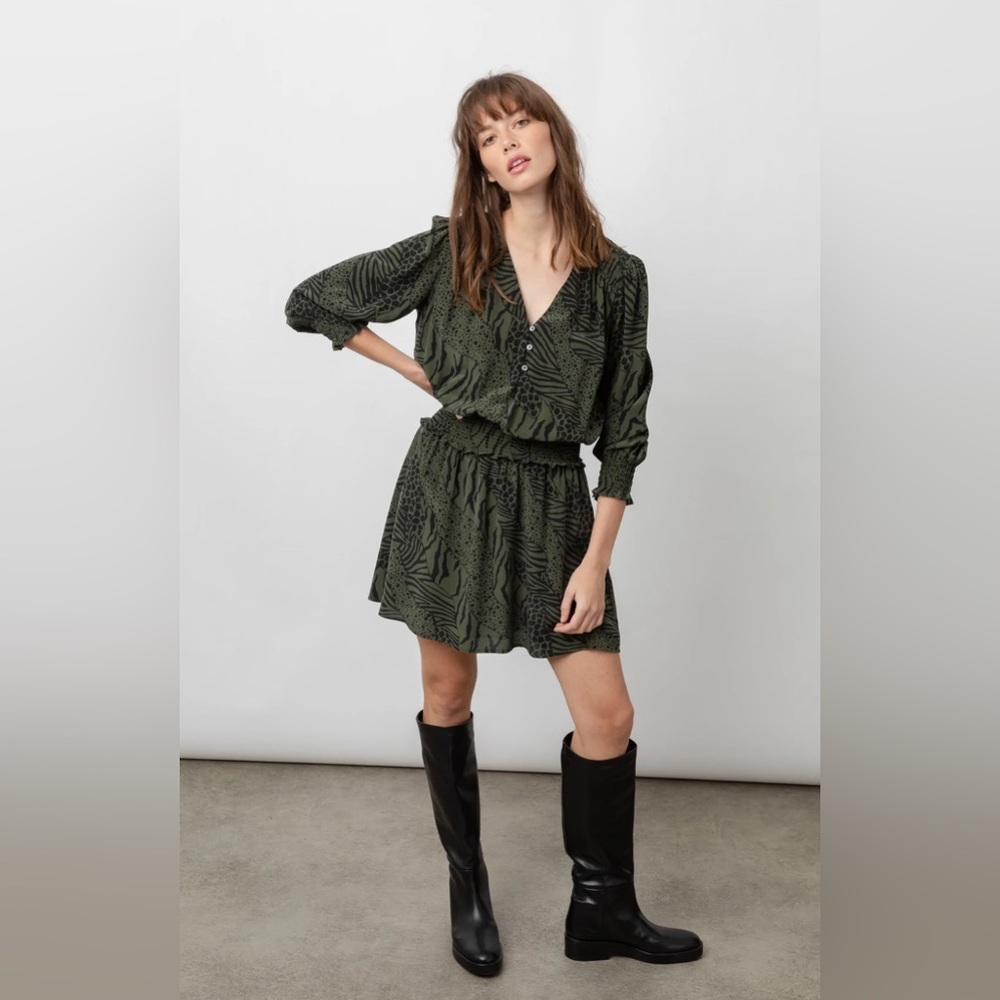 Rails- Zana Olive Mixed Animal Dress- NWT